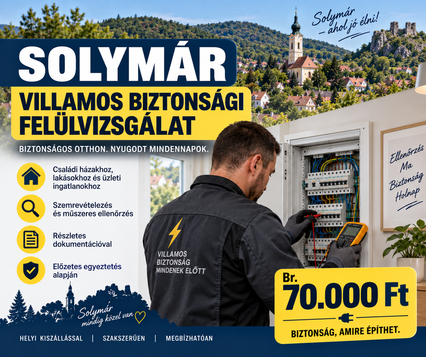 Villamos biztonsági felülvizsgálat Solymár